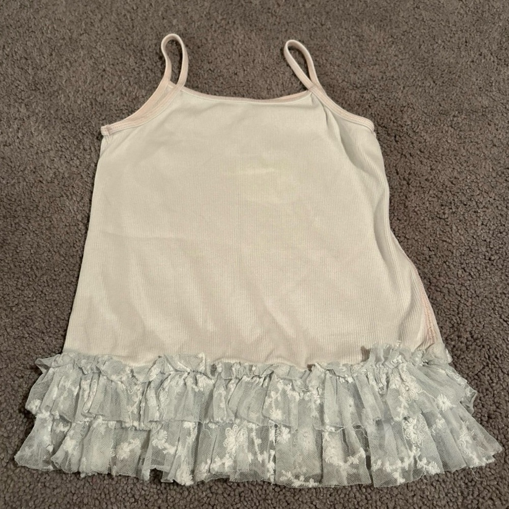 White and Gray Ruffle Tank Top